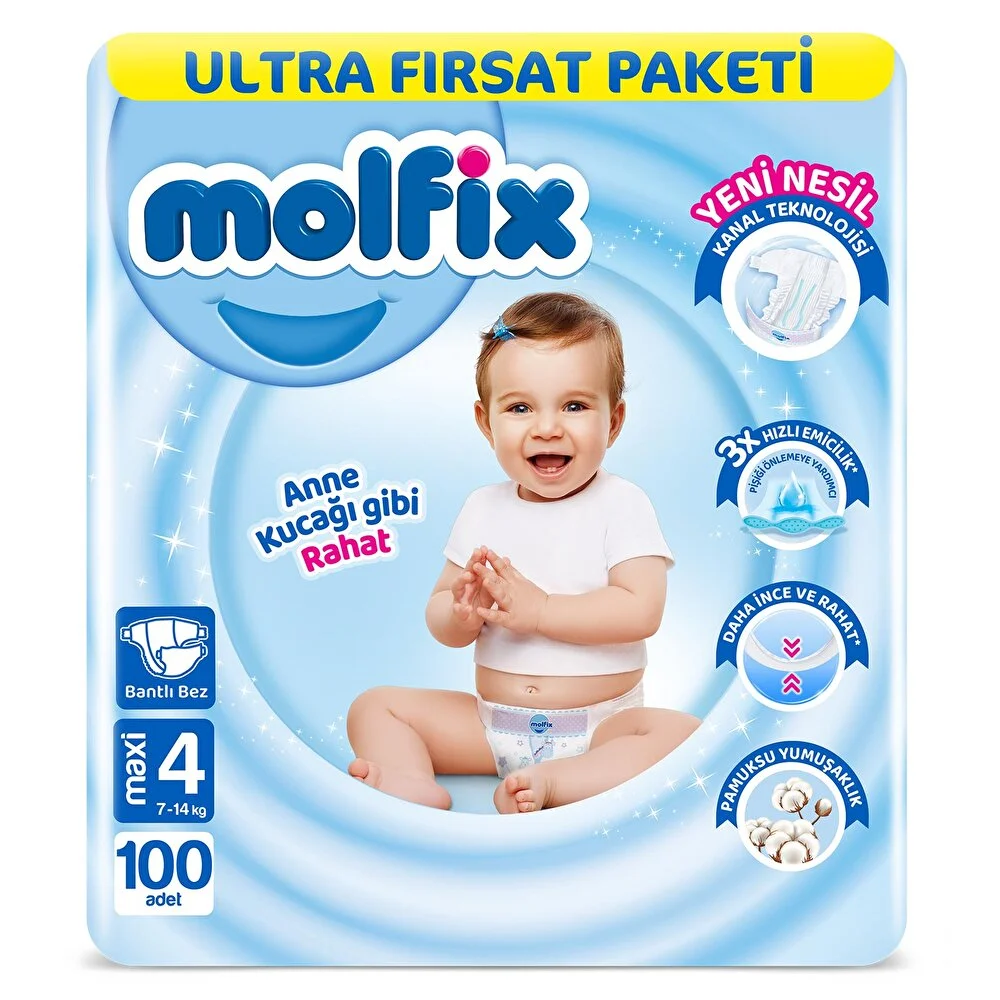Bebek Bezi Ultra Fırsat Paketi 4 Beden 7-14 Kg 100 Adet