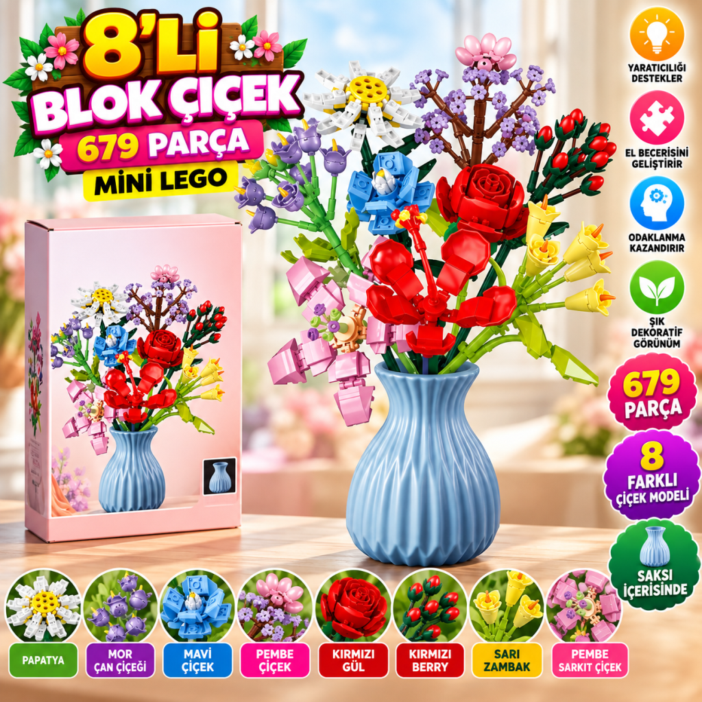 BIG0V094 8'Lİ BLOK ÇİÇEK 679 PARÇA MİNİ