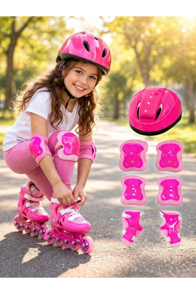 Bisiklet Kaykay Paten Çocuk Kaskı Ve Dizlik Set