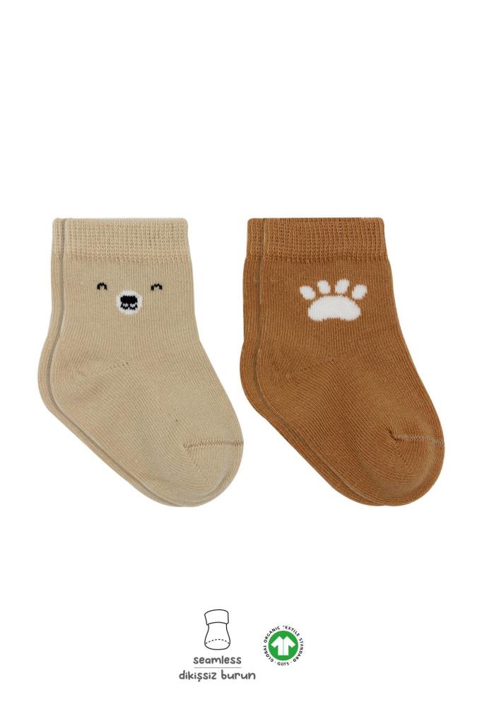 NessiWorld Bear Penye Soket Çorap 2'Li BS10116 Bej