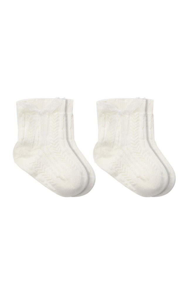 Fiyonklu Penye Soket Çorap 2li 10150 Ekru