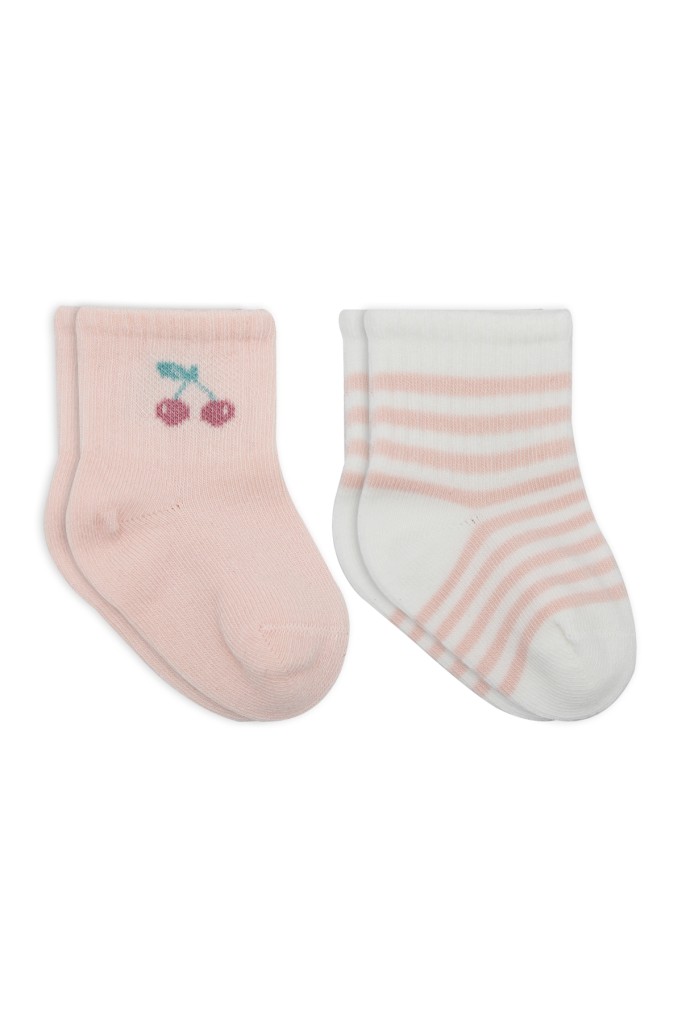 Little Girl Penye Soket Çorap 2li 10139 Pembe Ekru