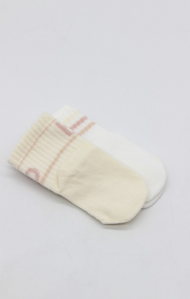 Penye Kaymaz Soket Çorap 2li 10144 Pudra Ekru