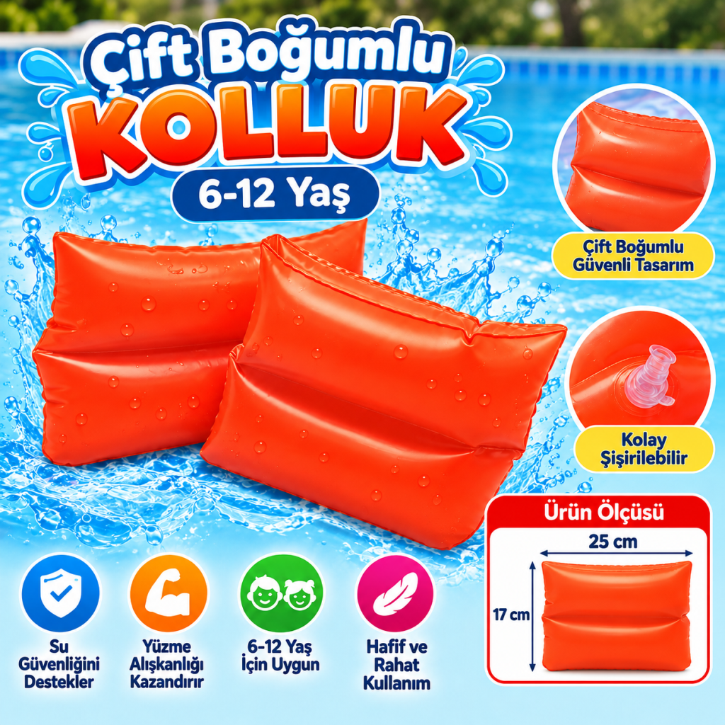 Boğumlu Kırmızı Kolluk 25x17 cm (6-12 Yaş)