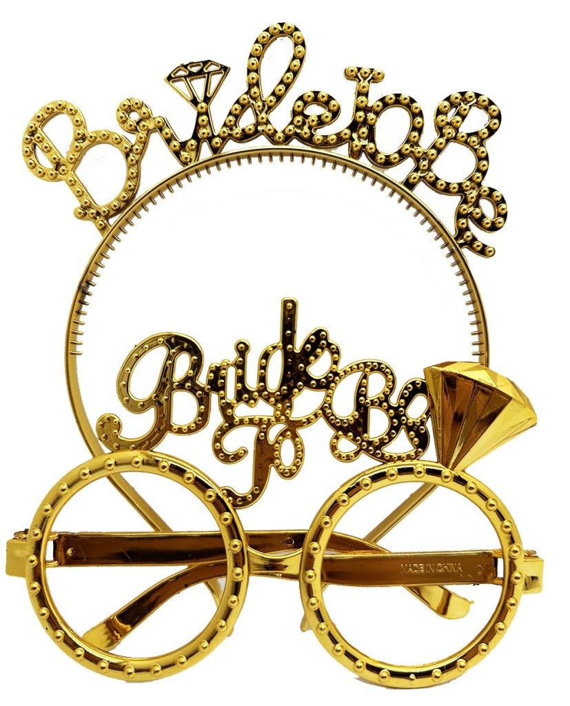 Bride To Be Yazılı Taç ve Bride To Be Yazılı Gözlük Seti Altın Renk NessiWorld