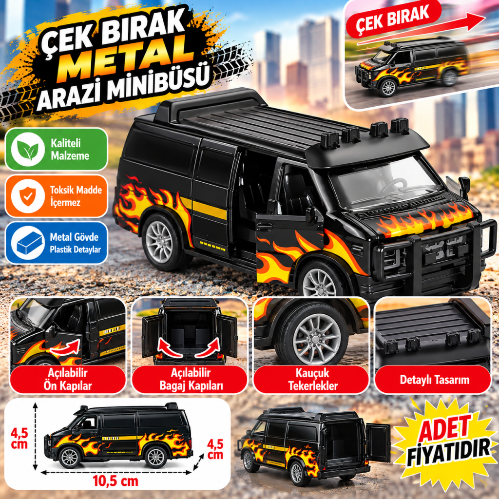 Çek Bırak Metal Siyah Arazi Minibüsü