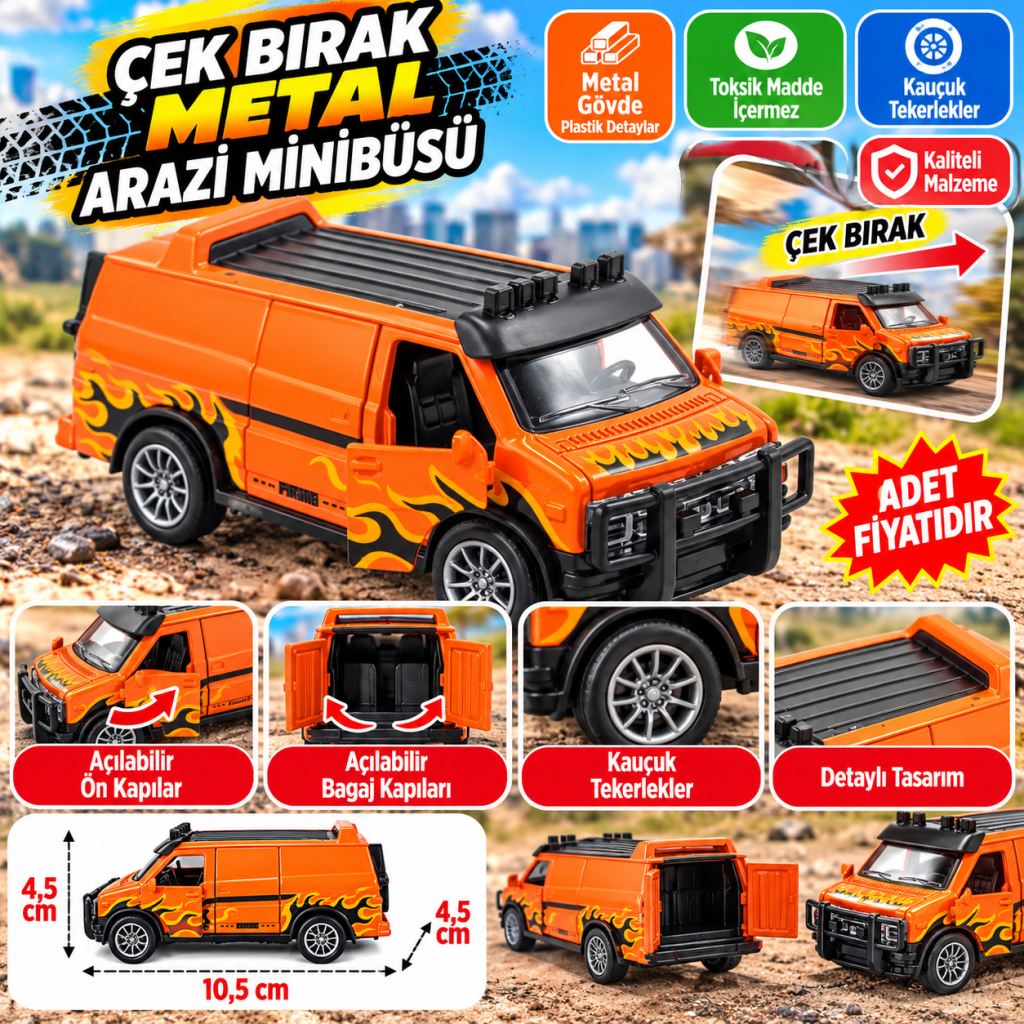 Çek Bırak Metal Turuncu Arazi Minibüsü