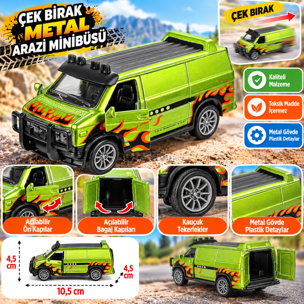 Çek Bırak Metal Yeşil Arazi Minibüsü