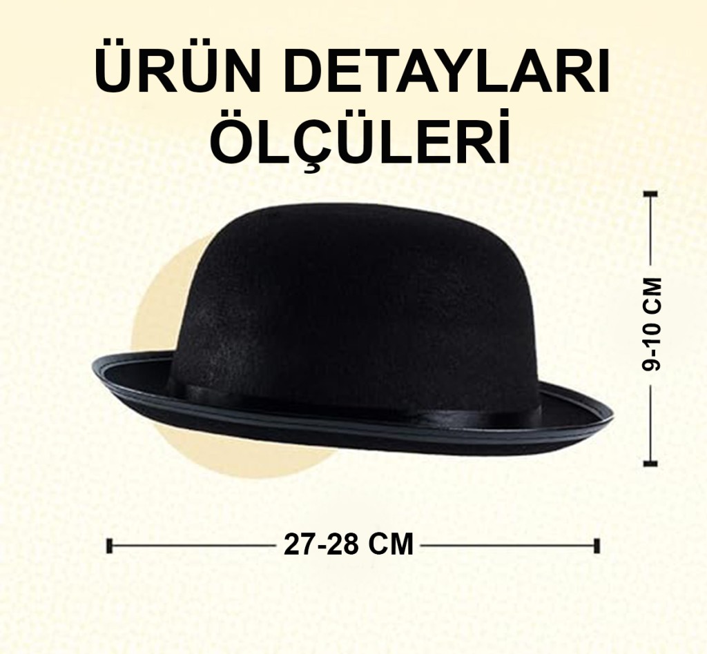 Stil Çocuk Şapkası – Siyah Melon Parti Şapkası