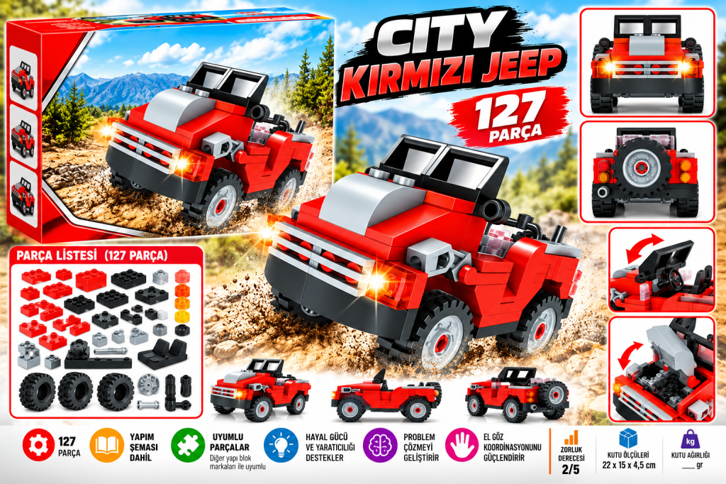 City Kırmızı Jeep  Parça