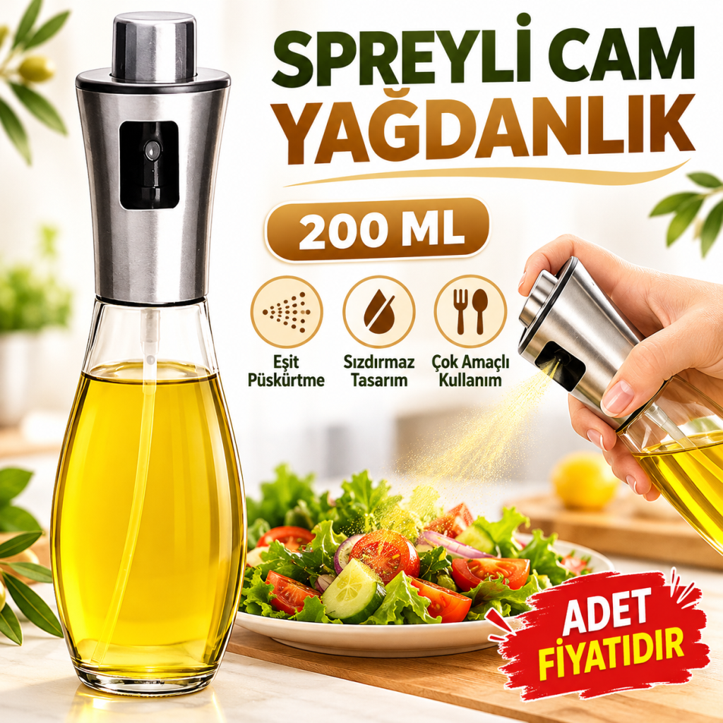 Çok Amaçlı Spreyli Sızdırmaz Cam Şişe Yağdanlık Limon Sirke Sos Püskürtücü Dağıtıcı Sprey (adet fiyatıdır)