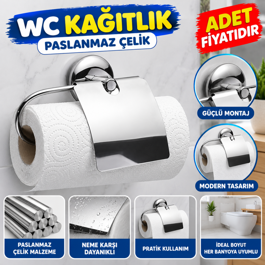 Dekoratif Kapaklı Paslanmaz Kağıt Havluluk Rulo Havlu Tutacağı (adet fiyatıdır)