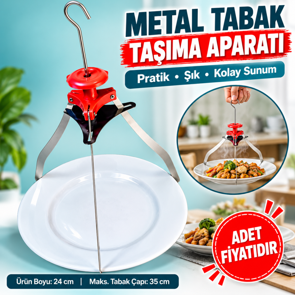 Dekoratif  Metal Tabak Servis Sunum Aparatı Estetik Taşıyıcı