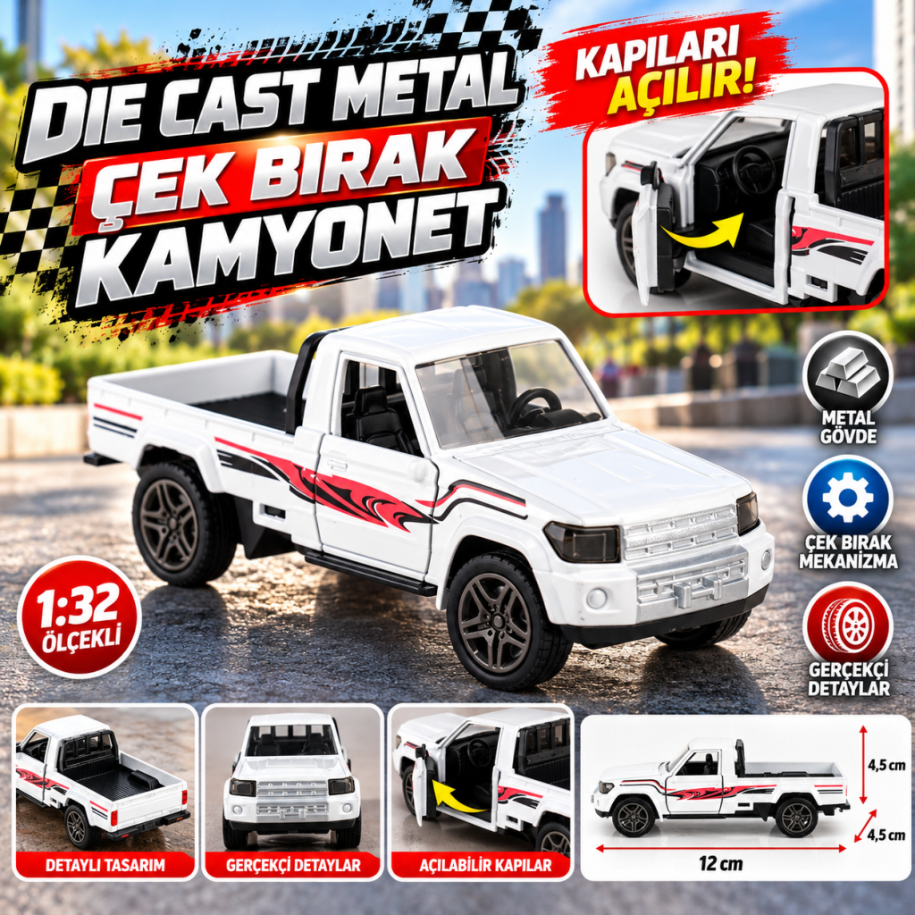 Metal Çek Bırak Beyaz Kamyonet