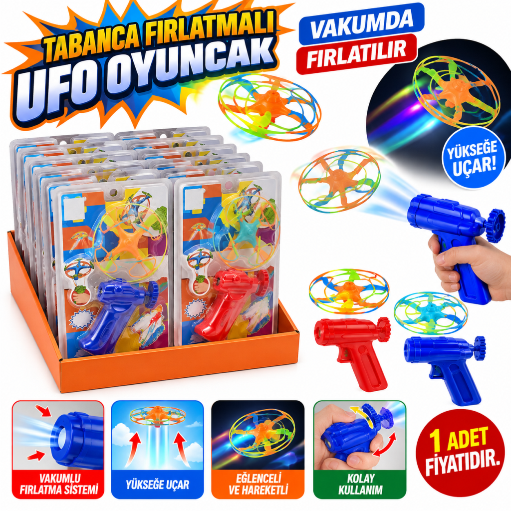 DMN0896A Vakumda Tabanca Fırlatmalı Ufo Oyuncak 1 Adet Fiyatıdır