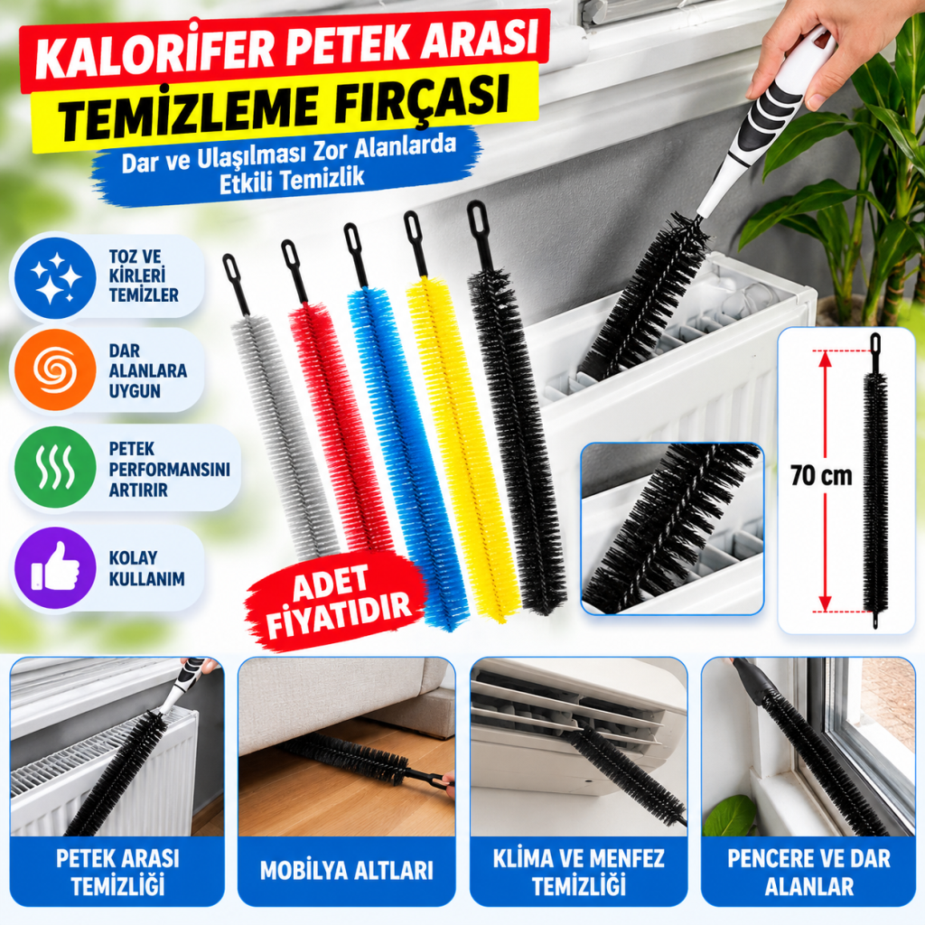 Ergonomik Pratik Kolay Kalorifer Peteği Temizleme Fırçası Aleti (adet fiyatıdır)
