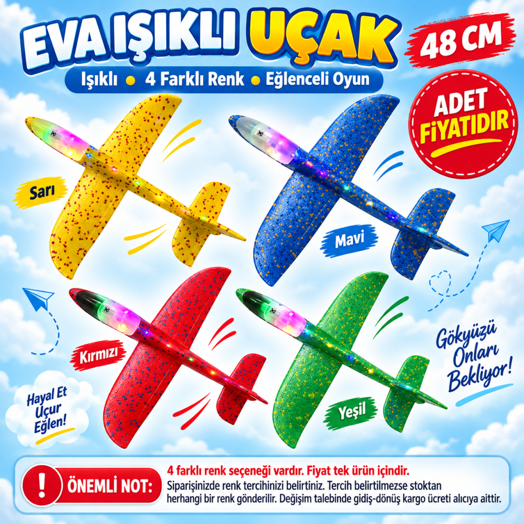Eva Işıklı Uçak 48 cm (adet fiyatıdır)