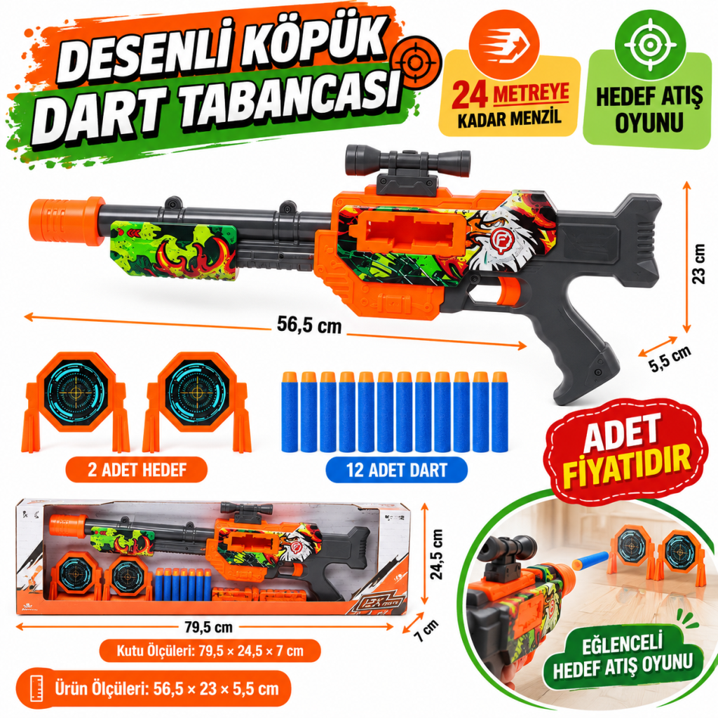 Fast Shots 12 li Desenli Dart Tabancası