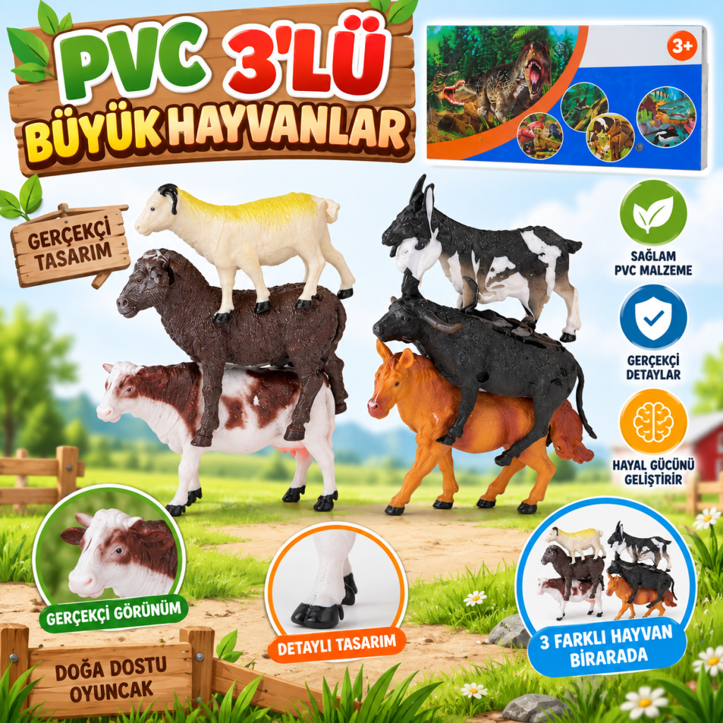 HJ688-2 PVC 3LÜ BÜYÜK HAYVANLAR