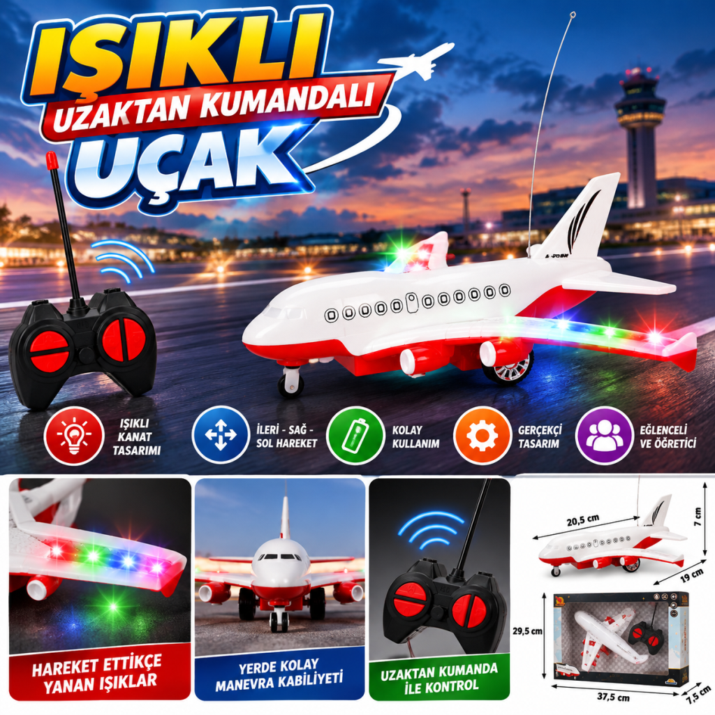 Işıklı Uzaktan Kumandalı Uçak