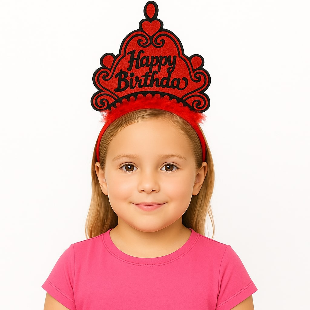 Kırmızı Happy Birthday Prenses Tacı – Doğum Günü Taç ANessiWorldesuarı
