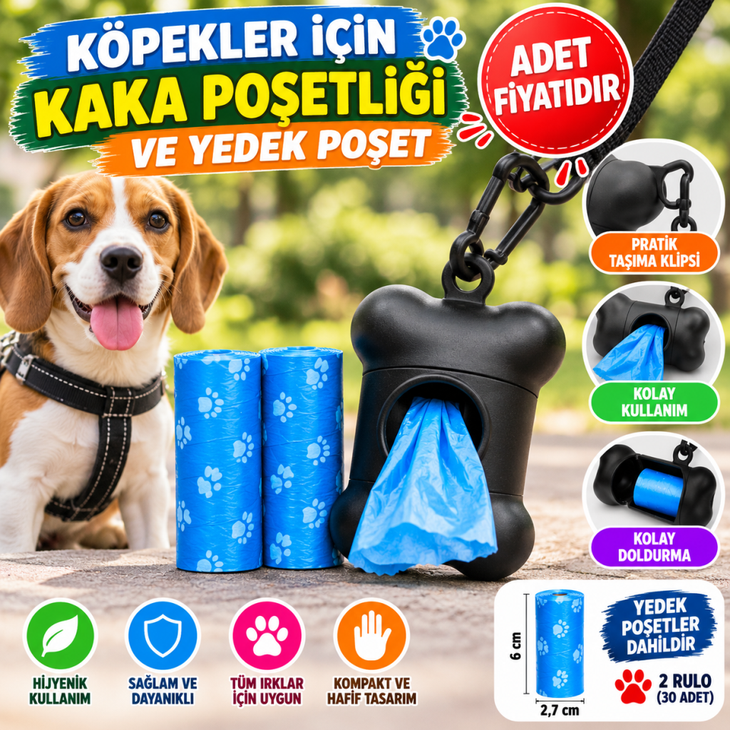 Köpeğiniz İçin Kaka Poşetliği Ve Yedek Poşet