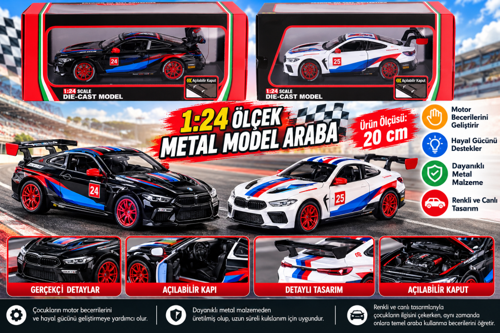 KZL-DC24233 BMW 1-24 KUTULU MODEL ARABA(ADET FİYATIDIR)