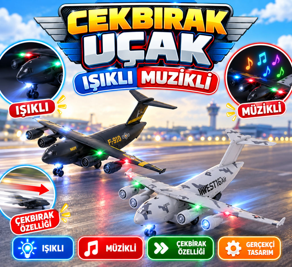 KZL-H180 CEKBIRAK UCAK ISIKLI MUZIKLI 72   (adet fiyatıdır)
