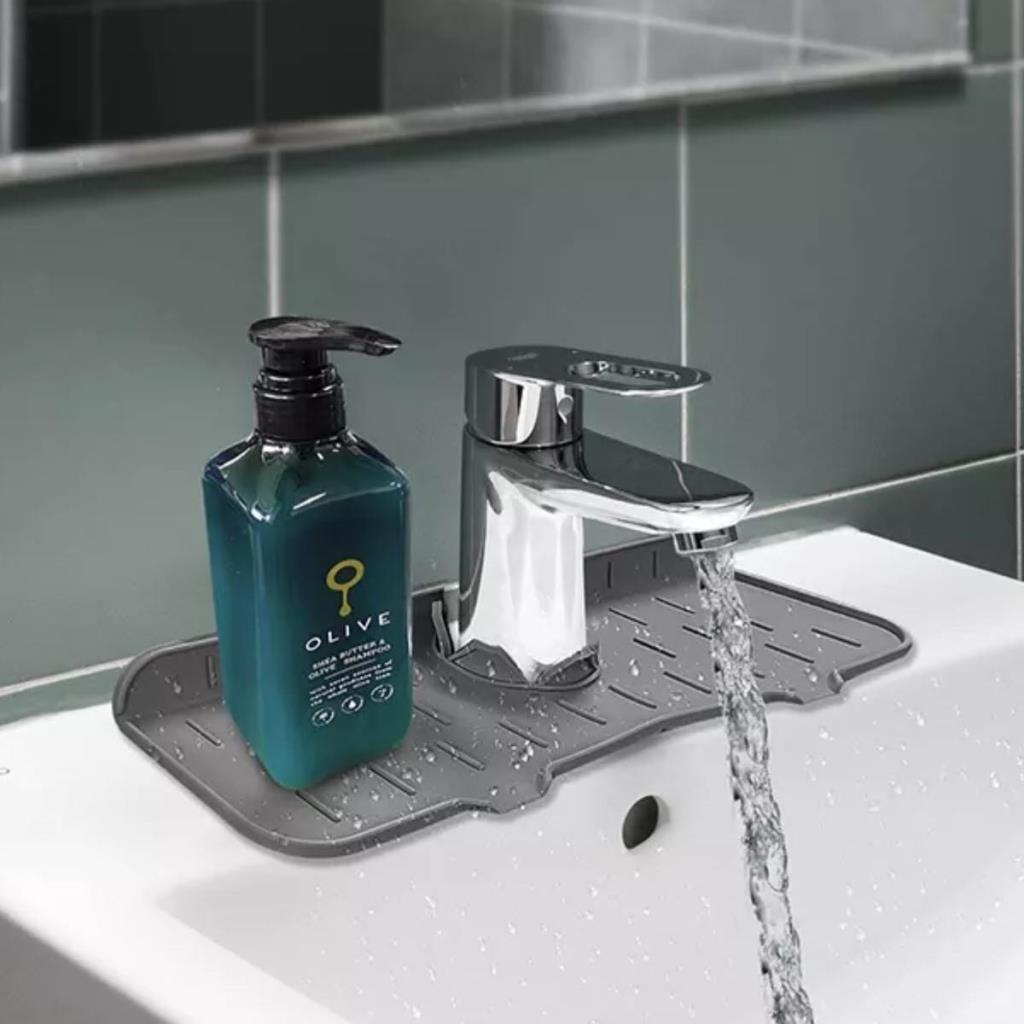 Lavabo İçin Silikon Esnek Mat Musluk Sapı Damlama Tutucu Raf Mutfak Tezgahı Sıçrama Koruma (adet fiyatıdır)