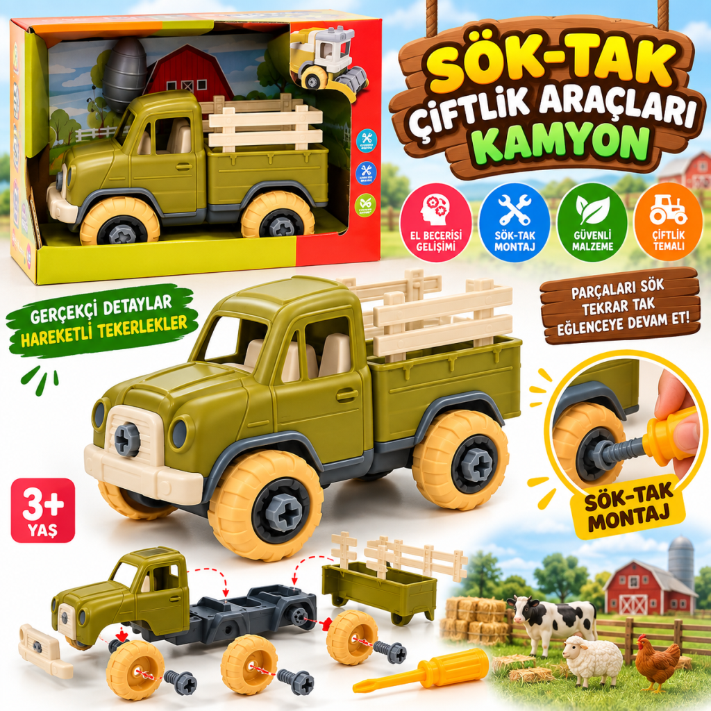 LC-31284 Sök-tak Çiftlik Araçları Kamyon Oyuncak