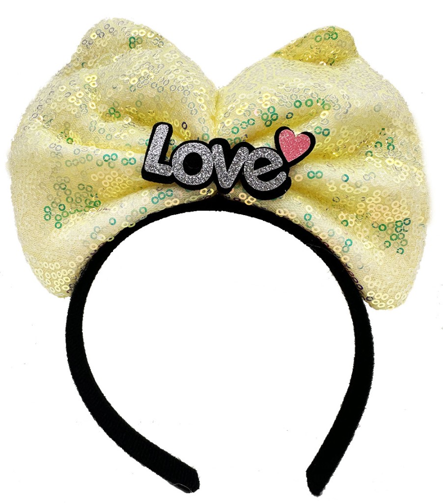 Led Işıklı 3 Farklı FonNessiWorldiyonda Yanan Gümüş Love Yazılı Sarı Fiyonk Taç 20X17 cm