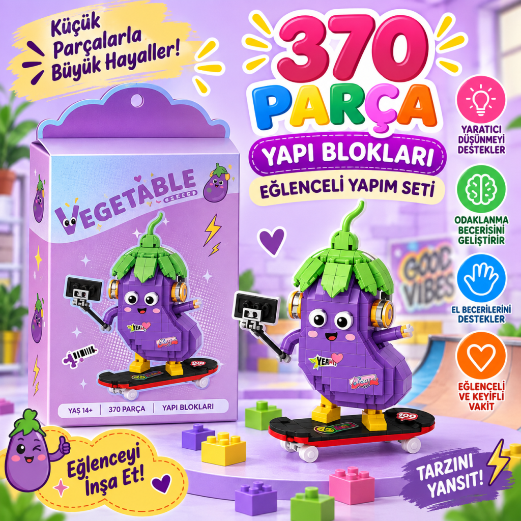 LZ-8857 KAYKAY SÜREN PATLICAN 370 PARÇA BLOCK OYUNCAK