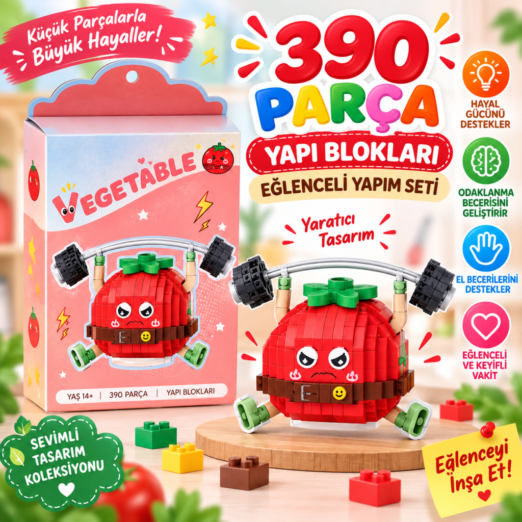 LZ-8860 HALTER KALDIRAN DOMATES 390 PARÇA BLOCK OYUNCAK