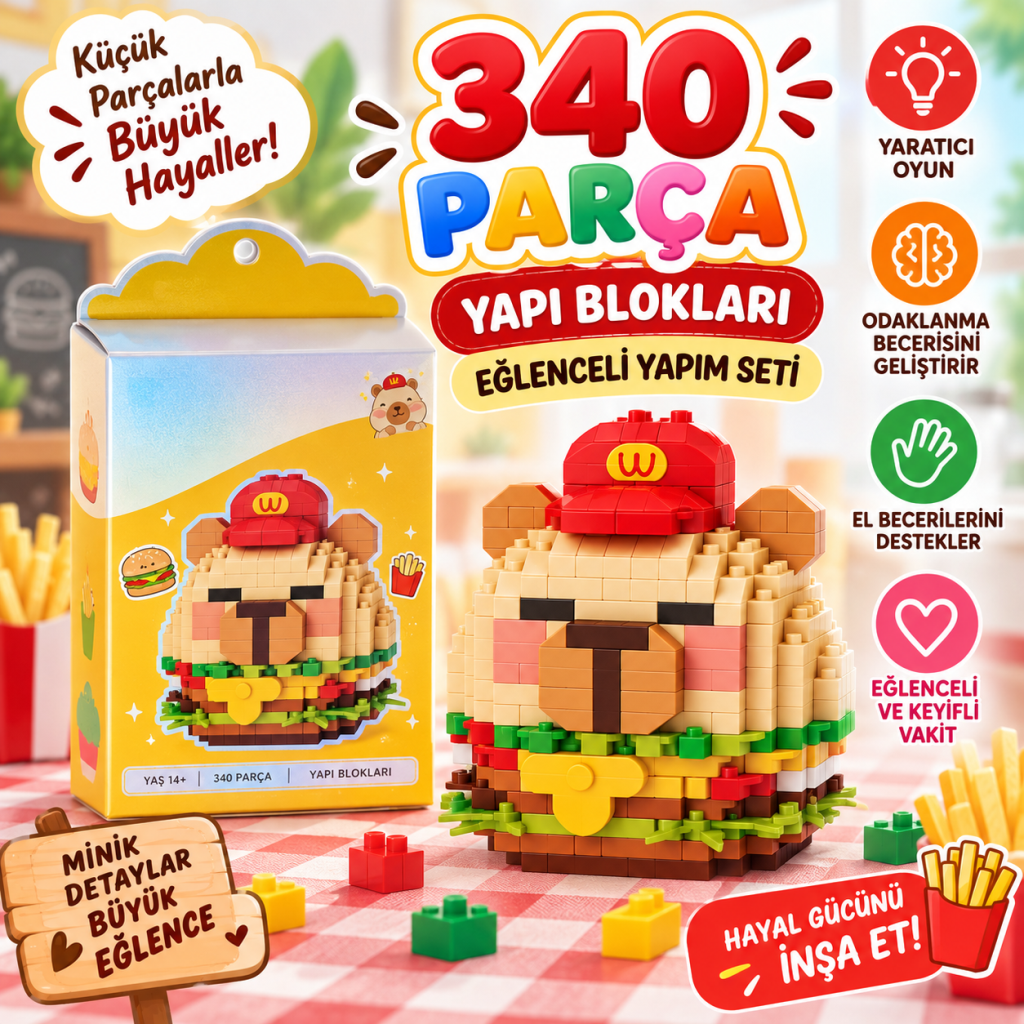 LZ-8875 HAMBURGER MODEL 340 PARÇA BLOCK OYUNCAK