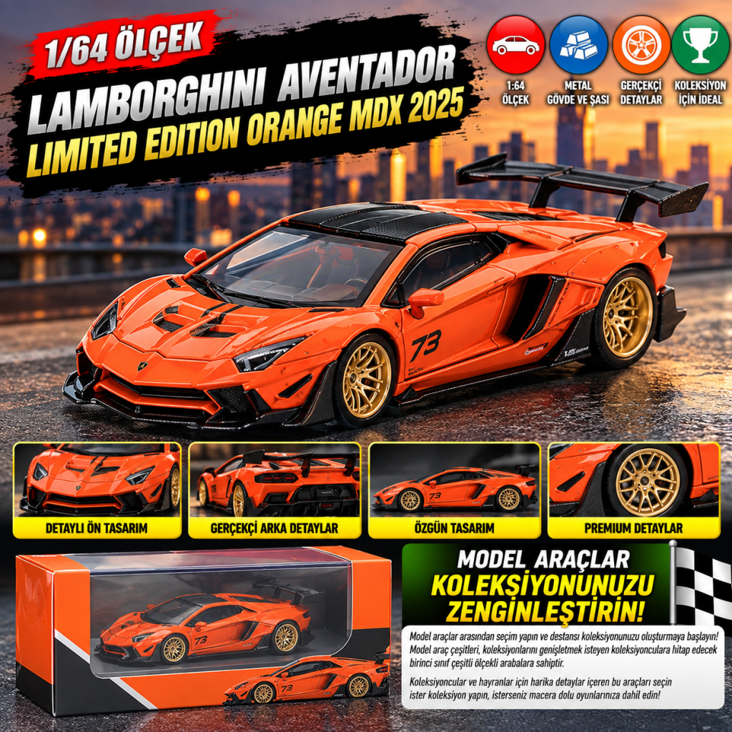 1/64 LB WORKS Lamborghini Aventador Limited Edition Orange MDX 2025