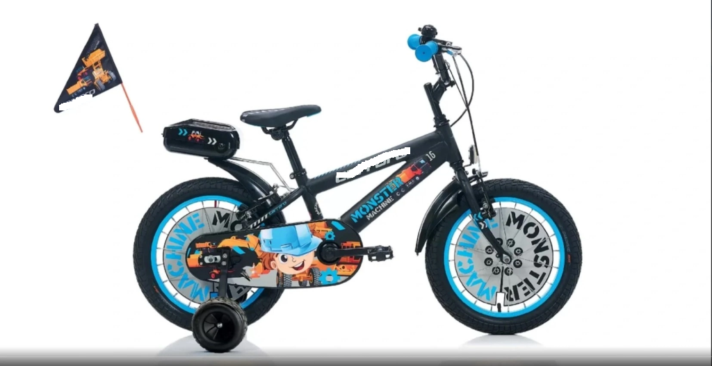 Monster 16 Jant Alüminyum Çocuk Bisikleti Mat Siyah-Gri-Mavi