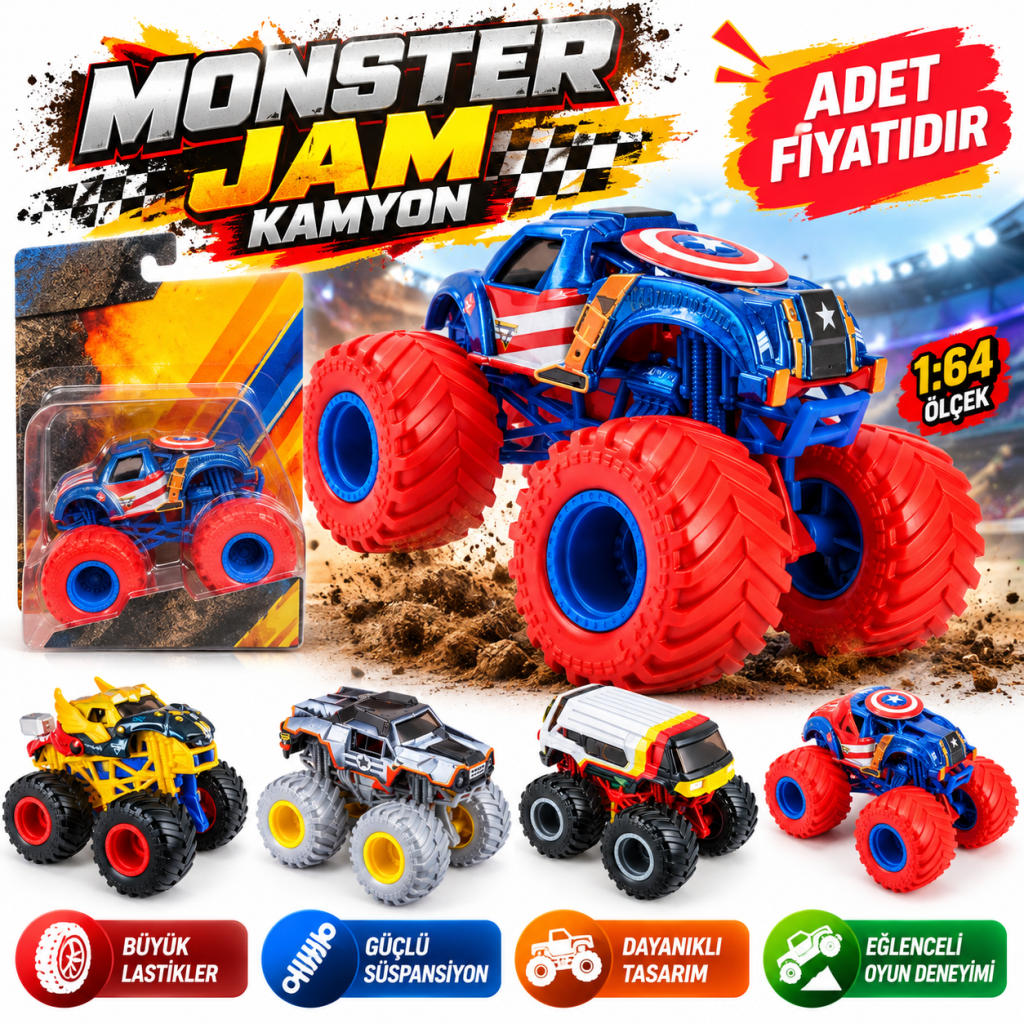 Monster Jam Kamyon Marvel Tekli Paket (adet fiyatıdır)