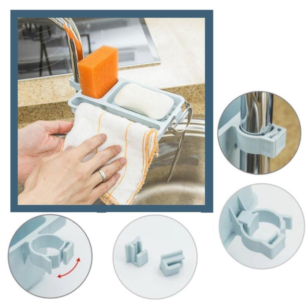 Musluğa Takılan Sünger Havlu Askılı Sabun Hazneli mutfak Banyo Lavabo Düzenleyici Organizer (adet fiyatıdır)