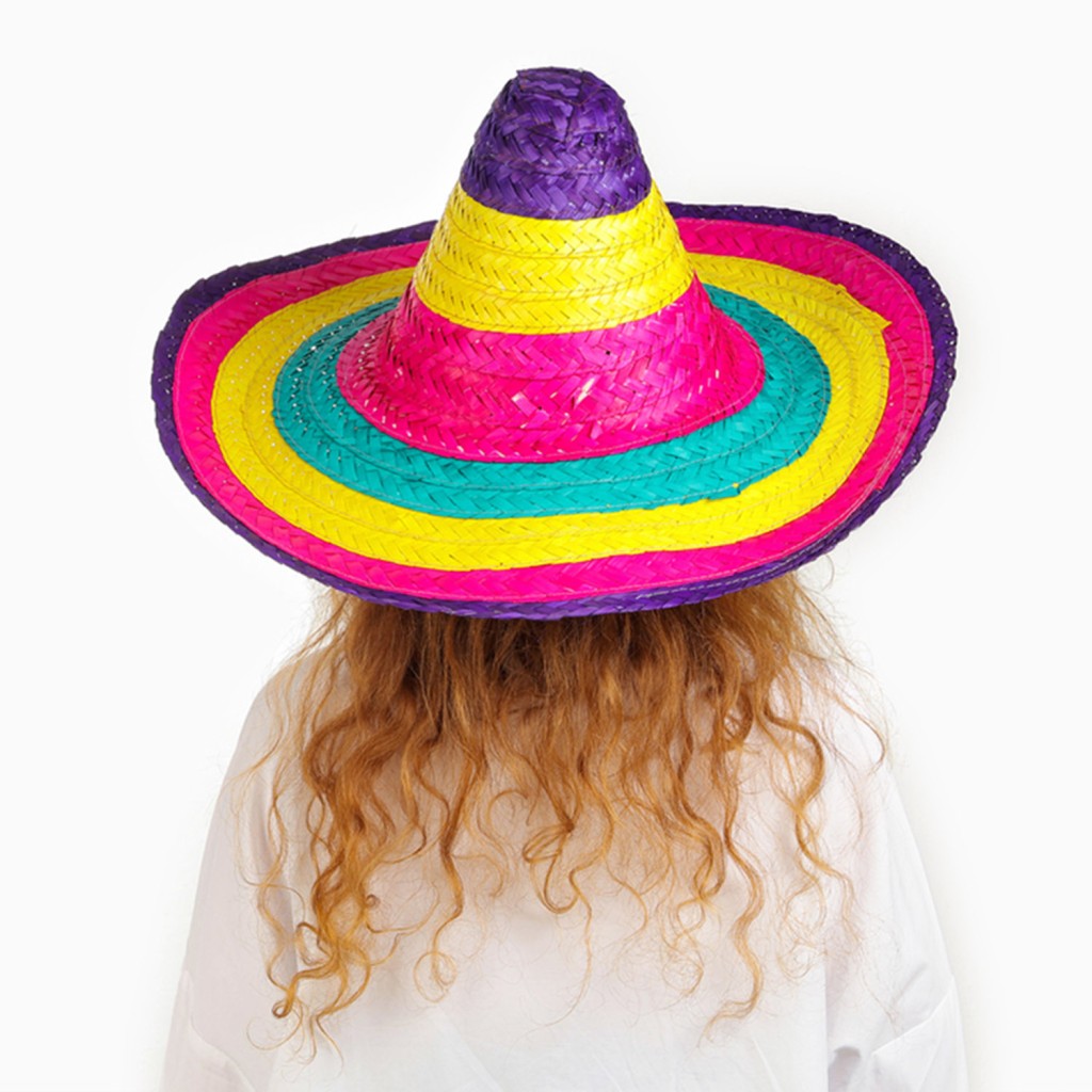 NessiWorld Sombrero Meksikaa Şapkası Renkli Örme Hasır Çocuk Boy