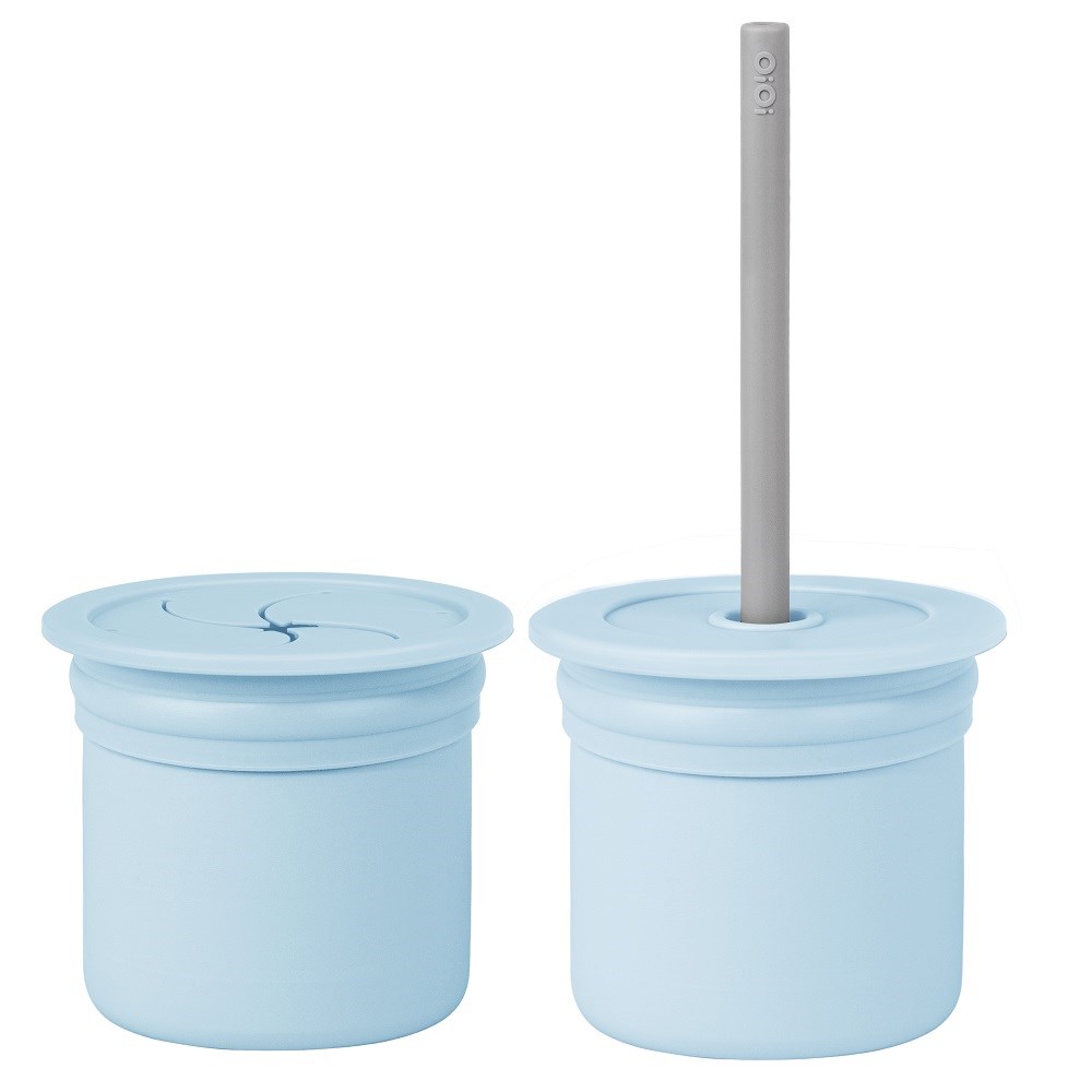 Pipetli Silikon Bardak Seti Mineral Blue / Powder Grey