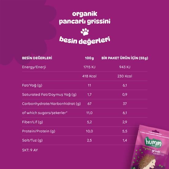Organik Vegan Pancarlı Grissini 55 Gr