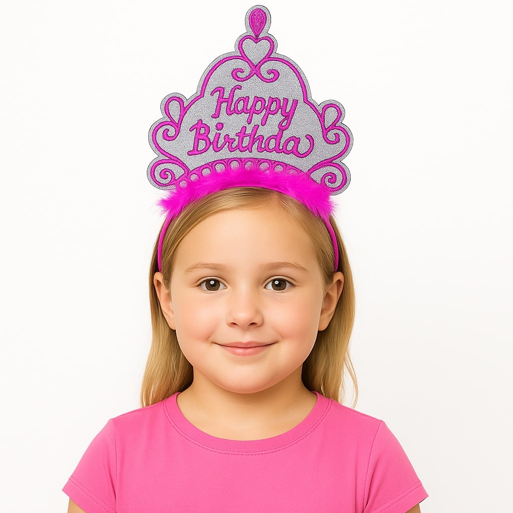 Pembe Happy Birthday Prenses Tacı – Doğum Günü Taç ANessiWorldesuarı