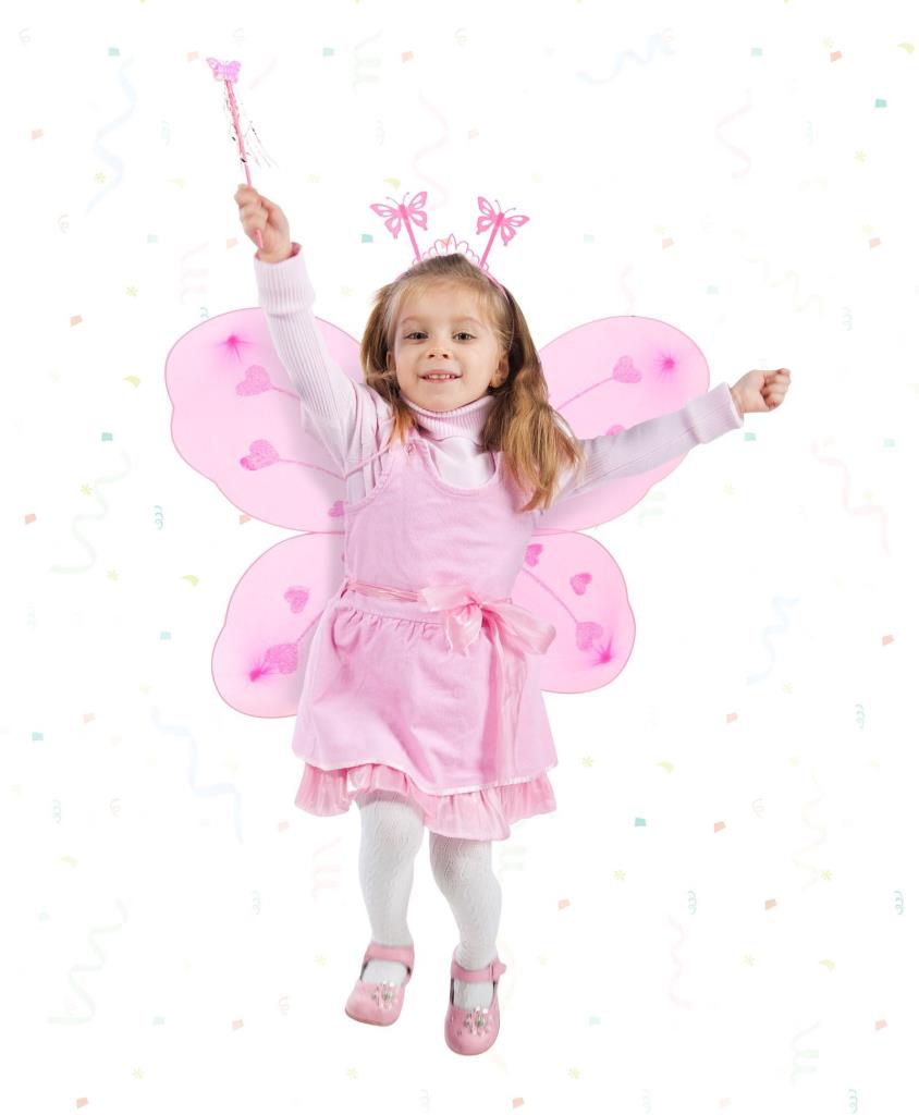 Pembe Kız Seti – 50 cm Kanadı, Taç ve Asa