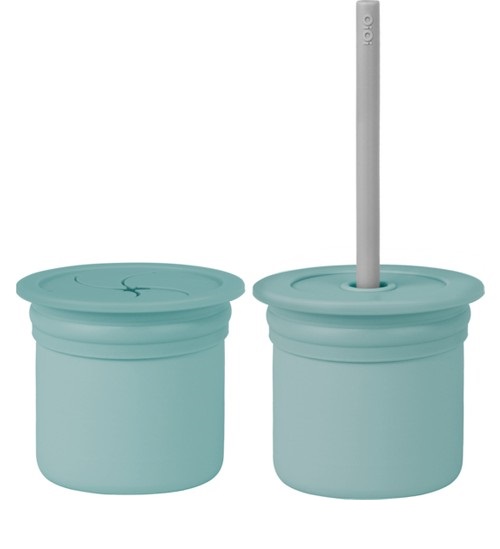Ham+Hüp Pipetli Silikon Bardak Seti Aqua Green / Powder Grey