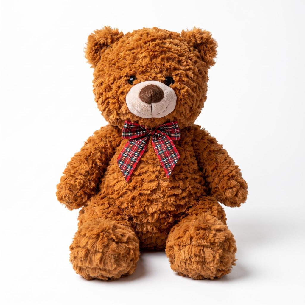 PL50243 50 Cm Ayı Ekose Kurdelalı Peluş Oyuncak