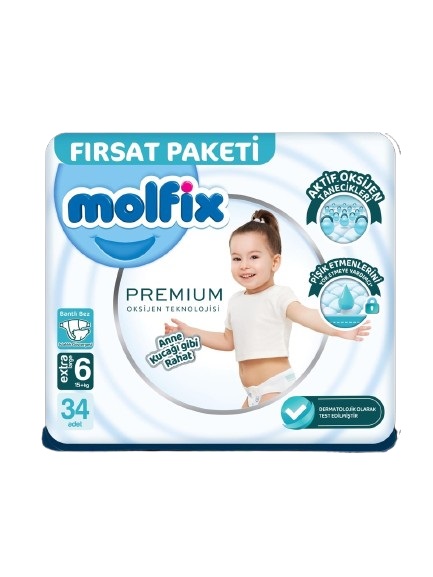 Premium Bebek Bezi Fırsat Paketi 6 Beden 15+ Kg 34 Adet