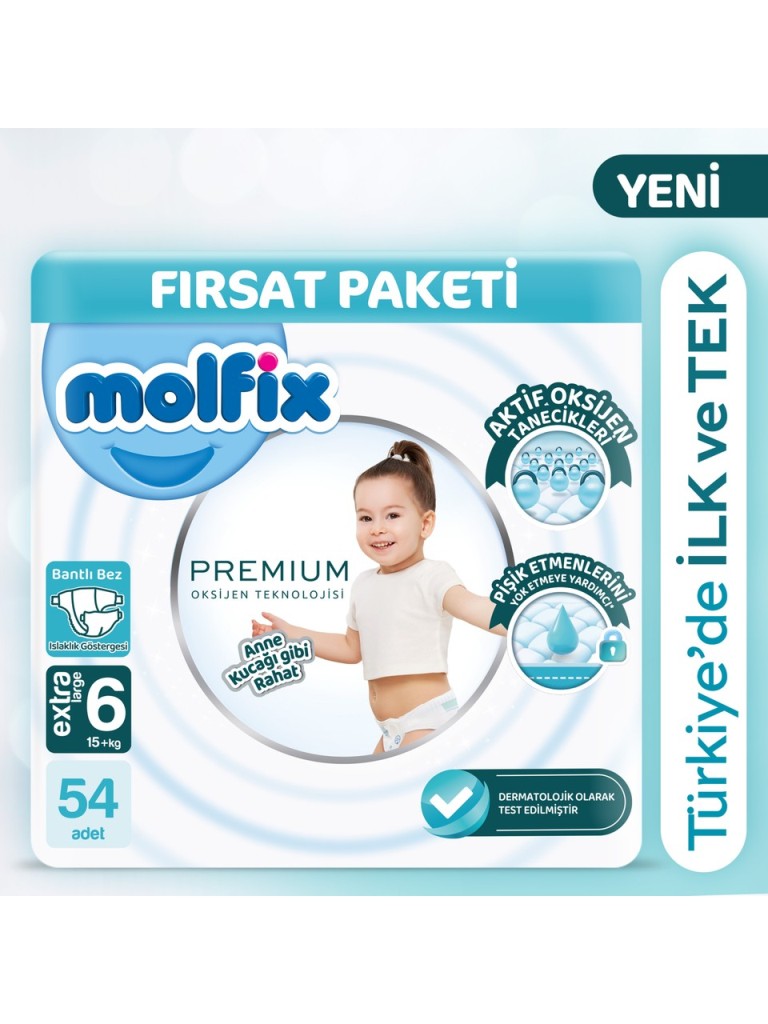 Premium Bebek Bezi Ultra Fırsat Paketi 6 Beden 15+ Kg 54 Adet