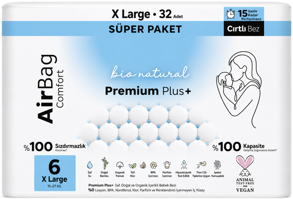 Premium Plus Airbag Comfort Bebek Bezi 6 Beden 32 Adet