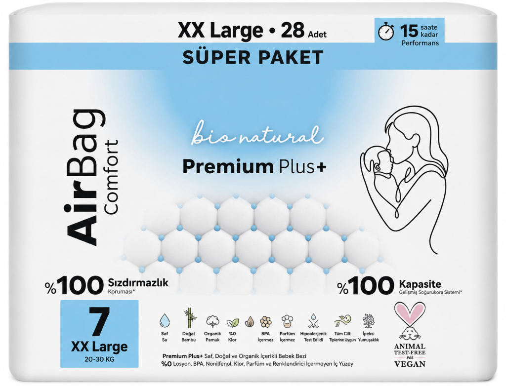 Premium Plus Airbag Comfort Bebek Bezi 7 Beden 28 Adet