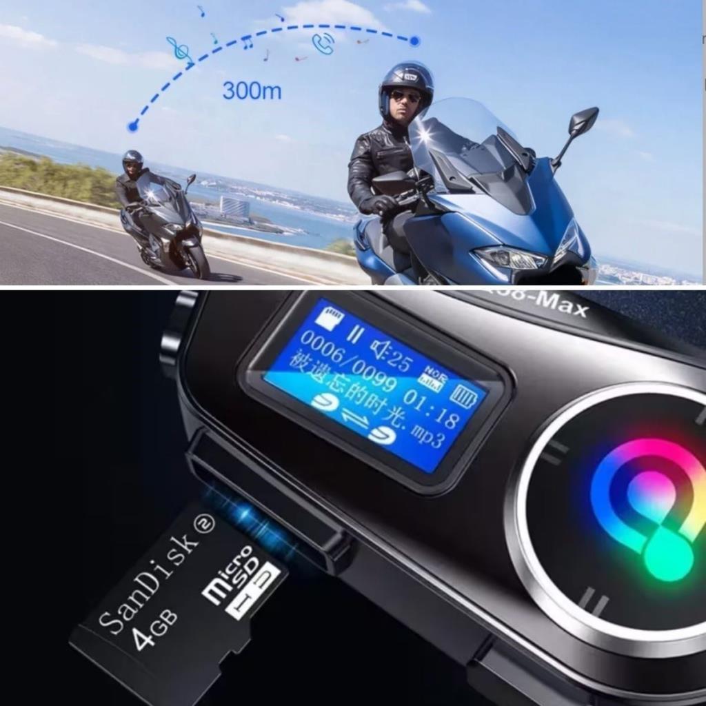 Q58 Motorsikletler İçin Fener Özellikli SD Kart Bölümlü LCD Ekranlı Kablosuz Bluetooth Kulaklıklı – Suya Dayanıklı Kask Kulaklığı
